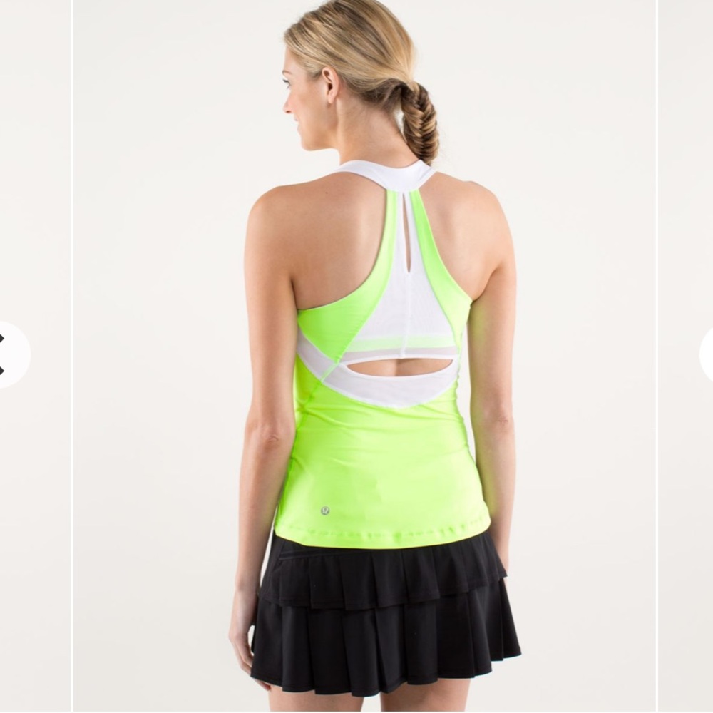 Lululemon Run Make It Count Tank Zippy Green/White